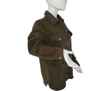 BlankNYC Olive Fleece Jacket Cardigan Button Up Collared Cuffed Women Size Small